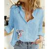 Spring and Autumn Ya Ma Xun, Women's Casual Loose Long Sleeve Linen Shirt Large Size Women's Clothing