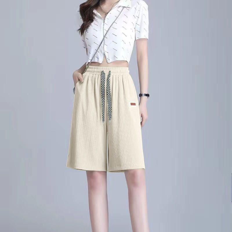Damen High-Waist Ice Silk Freizeitshorts - Leicht, Locker, Sportfreundlich
