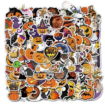 50 Adesivi Divertenti a Tema Halloween Impermeabili per Bottiglie, Valigie e Decorazione