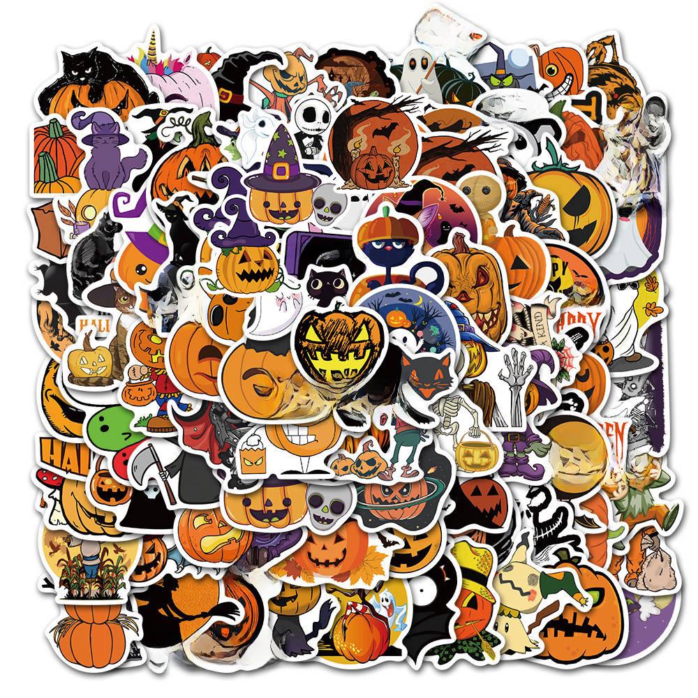 50 Halloween-tema morsomme vanntette klistremerker for flasker, kofferter og dekorasjon