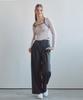 Etosome Double Pintuck Wide Slacks (Gray)