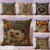 Colorful Animal Embroidery Cushion Cover Durable Hypoallergenic Organic Linen Short Pillow Cover Washable