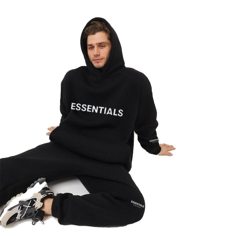 2025 New ESS Double-line Trendy Brand ESENTIALS Chest Cuff LOGO Hot Stamping Men's and Women's Sweater Set