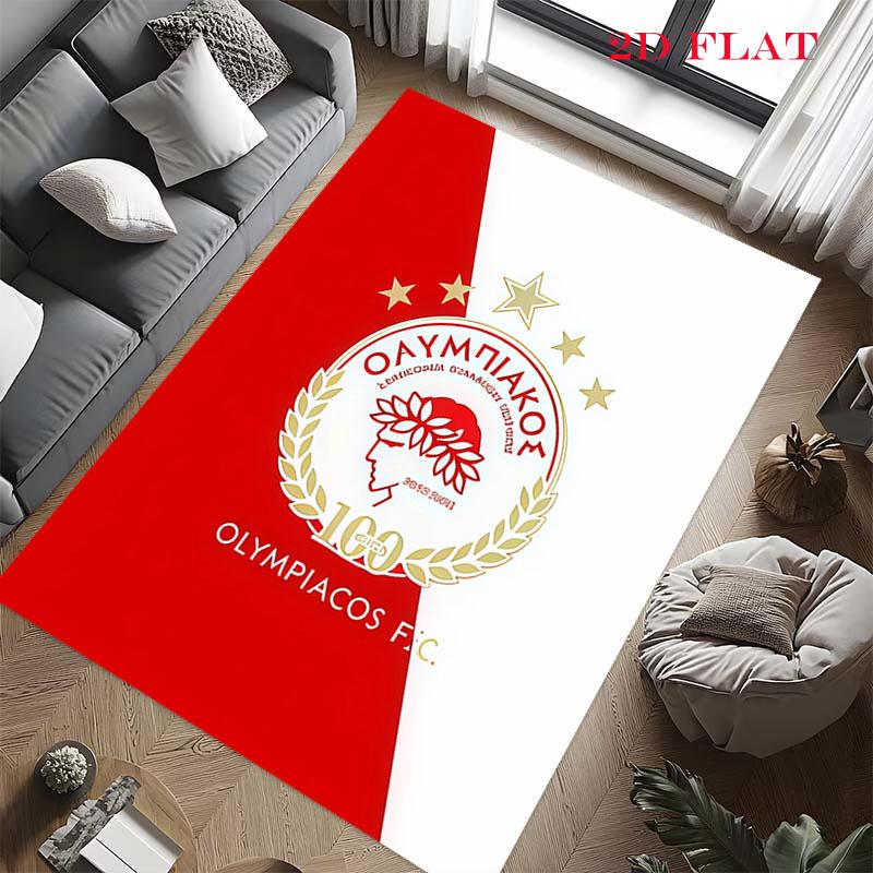Tappeto Tappeto con Logo Olympiacos per Soggiorno Camera da Letto Casa Decorazione Divano, Tappetino Antiscivolo per Giochi Bambini