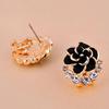 Kvinner Peon Camellia Flower Rhinestones Legering Ear Stud øredobber Party smykker