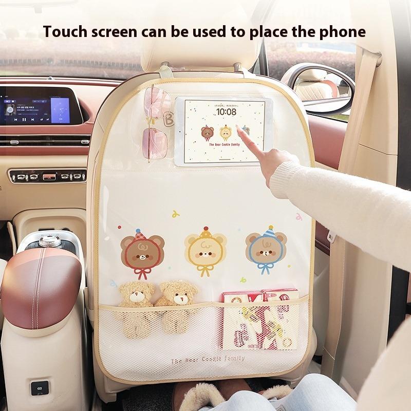 Cartoon Car Seat Back Protector Waterproof Car Anti Kick Protector Back Seat Protector Kids With Bags Pvc Car Anti Kick Mat