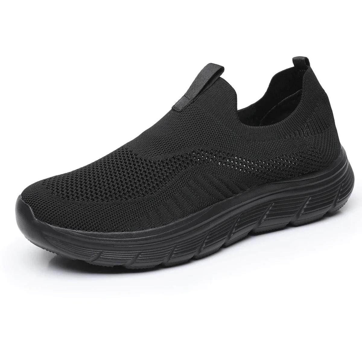 

Runing Shoes Men Lightweight Mesh Comfortable Flat Casual Walking Shoes Slip- Unisex Sneakers for Men and Women Big Size 46 чорний