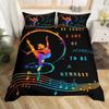 Neon Pink Gymnastics Ballet Dance Bedding Set, Love Gymnastics Theme Duvet Cover Set Polyester Quilt Cover