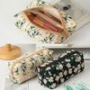 Blumenstickerei Damen Kosmetiktasche Leinwand Reißverschluss Make-up Tasche Reise Waschbeutel Make-up Organizer Hygieneartikel Beutel Aufbewahrung