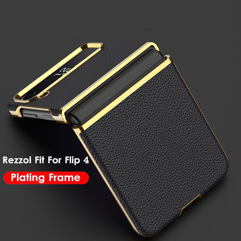 Pro Samsung Galaxy Z Flip 4 5g Pouzdro Pokovování 3D povrch Matná kůže na PC Pouzdro pro Z Flip4 5g Funda
