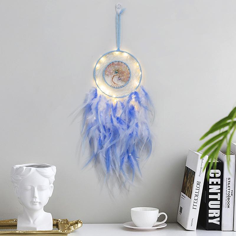 Life Tree Wind Chime Stone Hanging Ornament Fresh Girl Heart Forest Feather Pendant Bedroom Windowsill Creative Decoration