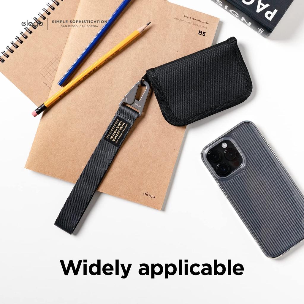 elago Carabiner Hand Strap, Simple and Stylish, D-Ring and O-Ring Compatible, Stable and Comfortable, Carabiner Wrist Strap [Compatible with Various S