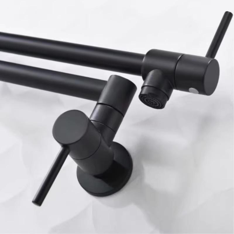 Antique Bronze Pot Filler Tap Wall Mounted Foldable Single Cold Kitchen Faucet Black Sink Tap Rotate Folding Spout Brass
