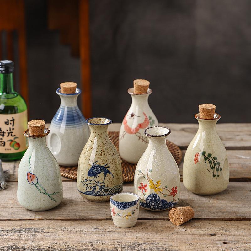 Japanese Sake Set Ceramic Retro Home Sake Bottle Warm Wine Cup Gift