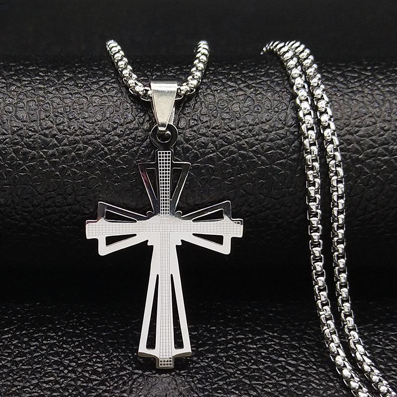 Cross Stainless Steel Necklace Men Gold Color Chain Necklaces Anniversary Birthday Gift Jewerly