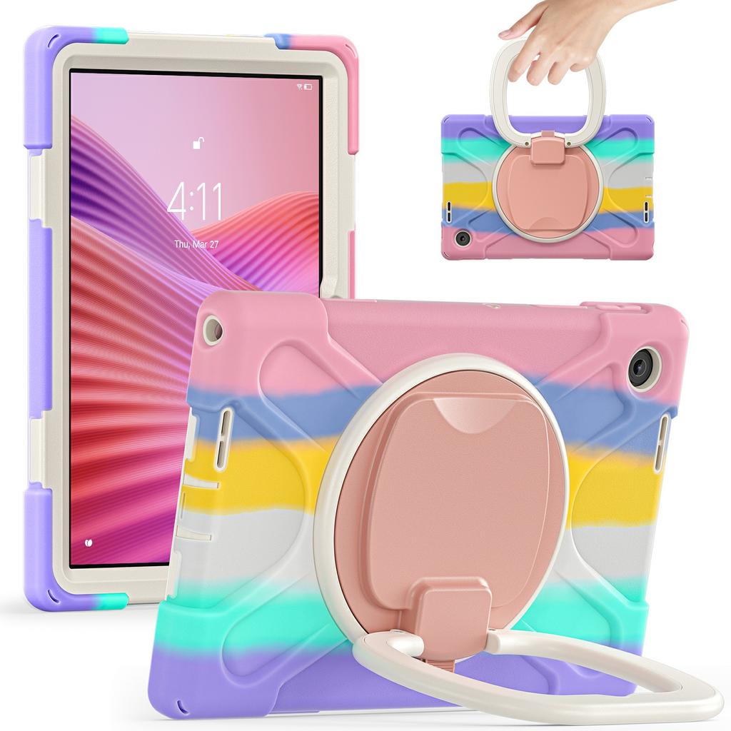 For Lenovo Tab 10.1 (2025) TB311XU/Zhaoyang K10C Case TPU + PC + Silicone Tablet Cover Swivel Kickstand Handle Grip
