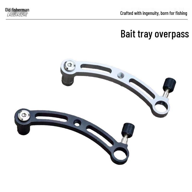 Fishing Chair Extension Kit: Aluminum-Magnesium Bait Tray & Rod Holder with Curved Arm