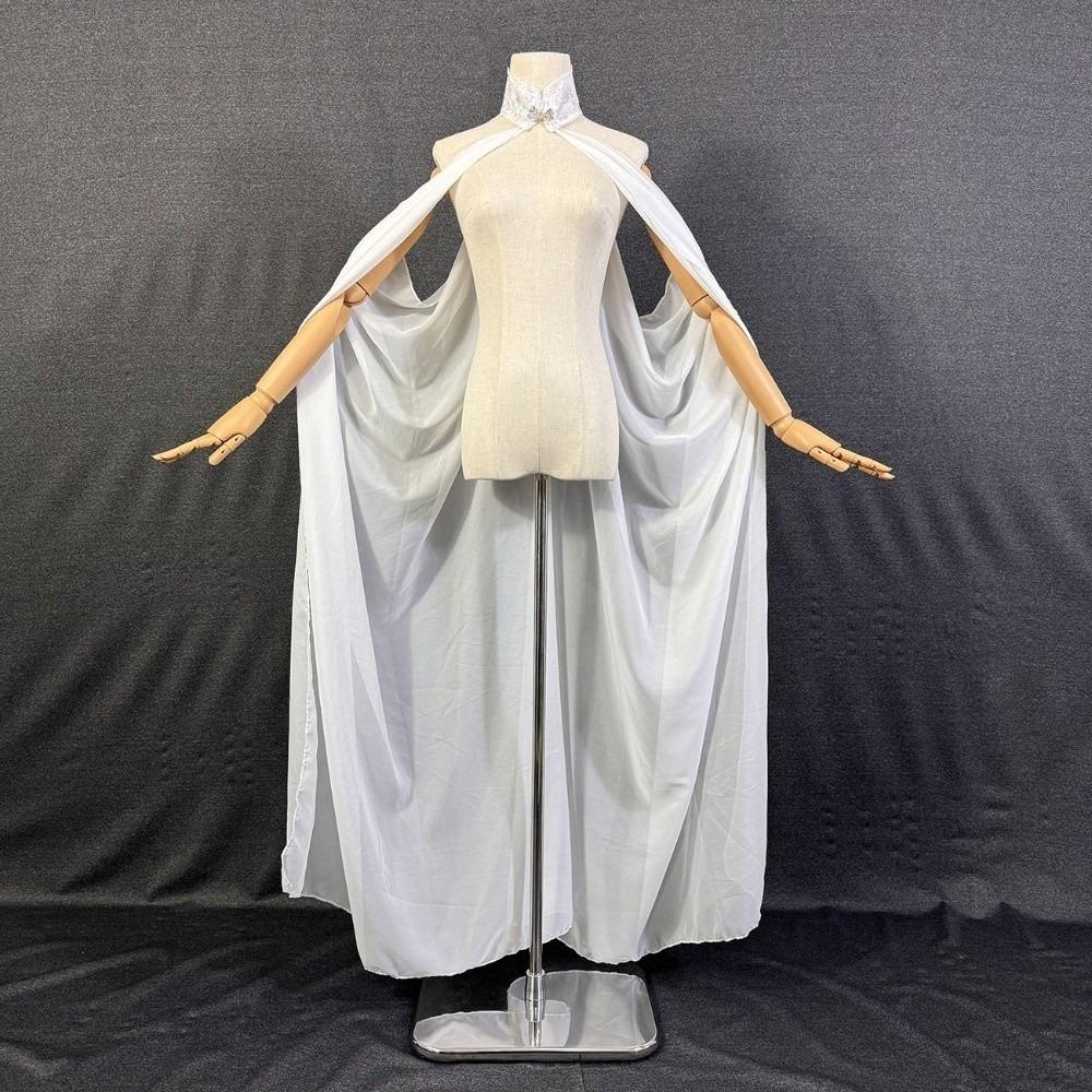 Goth Hallowmas Cloak Solid Color Neck Cape Shawl Casual Cosplay Cape  Decor белый