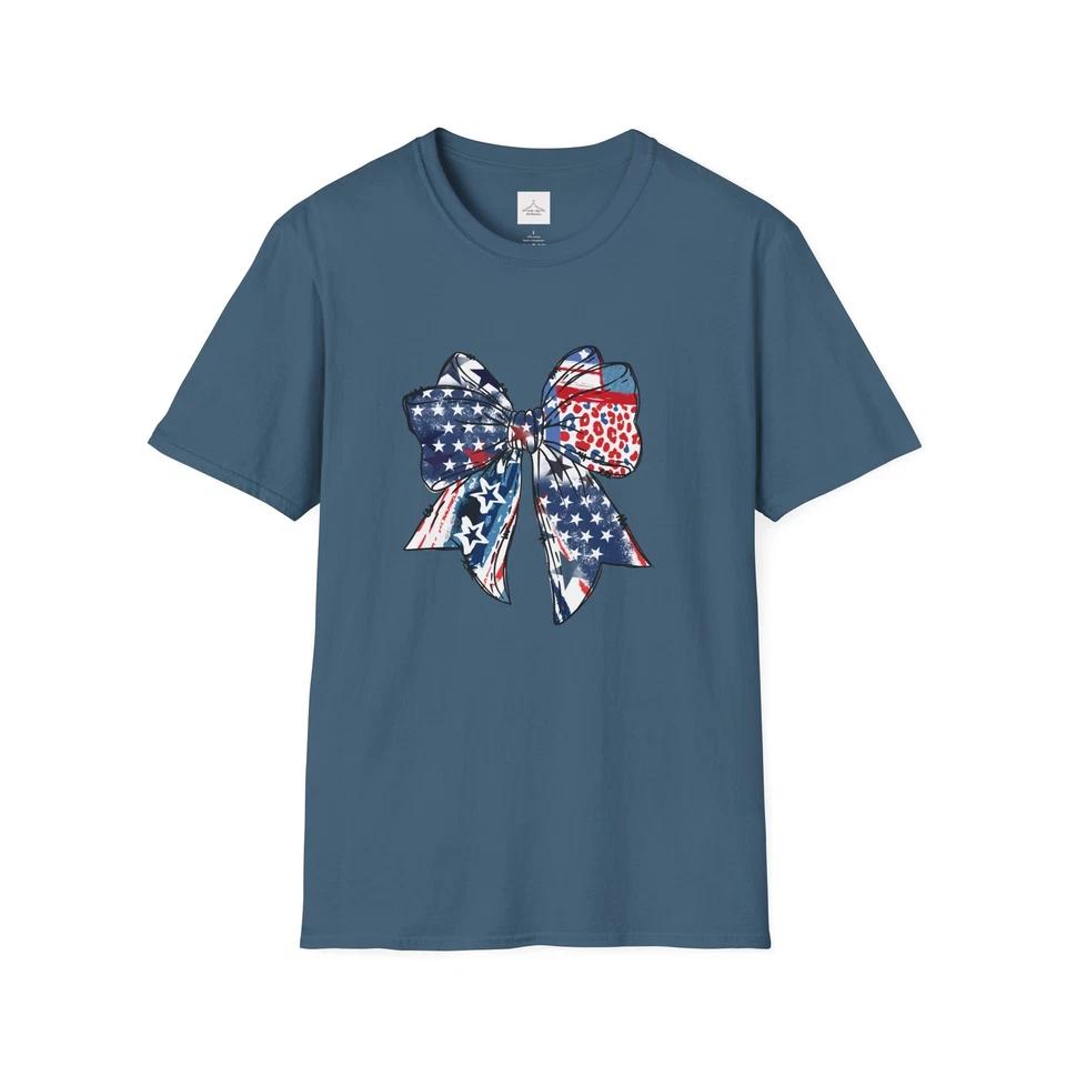 Patriotic Bow T-Shirt | Cute 4th of July Gift, Summer Style, Casual Wear 7