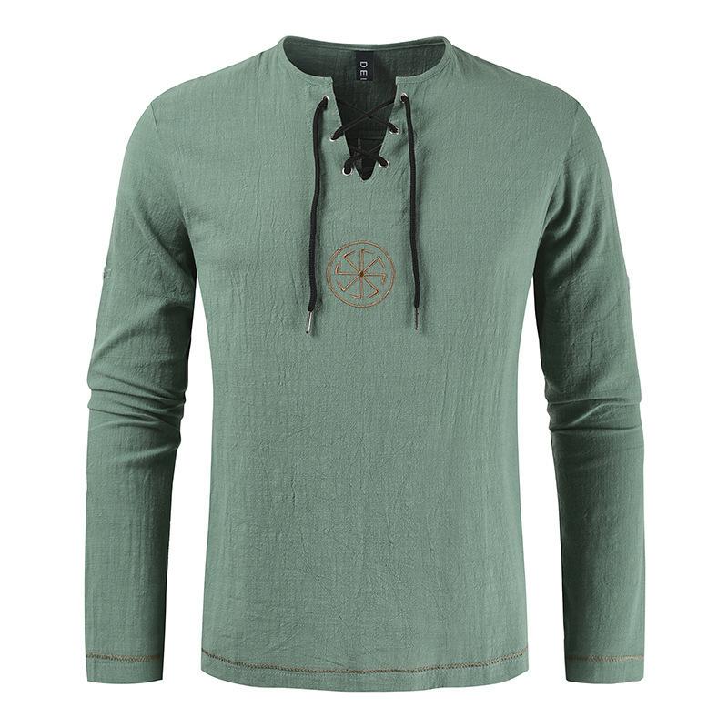 Wiosna i Jesień Zima Nowy Męski Młodzieżowy Casualowy T-shirt z Długim Rękawem Jednokolorowy Europejski i Amerykański Styl Modny T-shirt