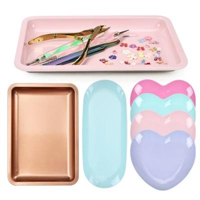 Plateau de rangement cosmétique en acier inoxydable, plateau d'équipement de nail art, plateau de médecin chirurgical dentaire, plateau de rangement cosmétique, outil de manucure