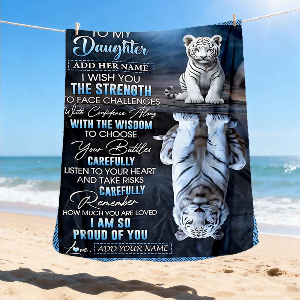 1pc Motivational Gift for Daughter Print Outdoor Blanket, Lightweight Polyester,