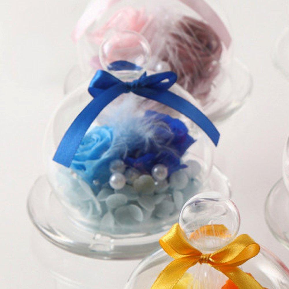 Teatsite Preserved Flower Arrangement, Pre-Wrapped, Glass Pot, 2 Flowers (5 Blue Roses)