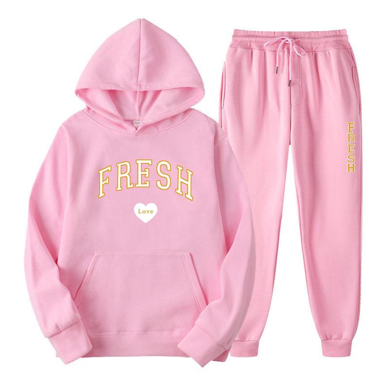 Winter New Men's Casual Sports Loose Personalized Print Youth Fashion Trend Personal Wear Hoodie Set
