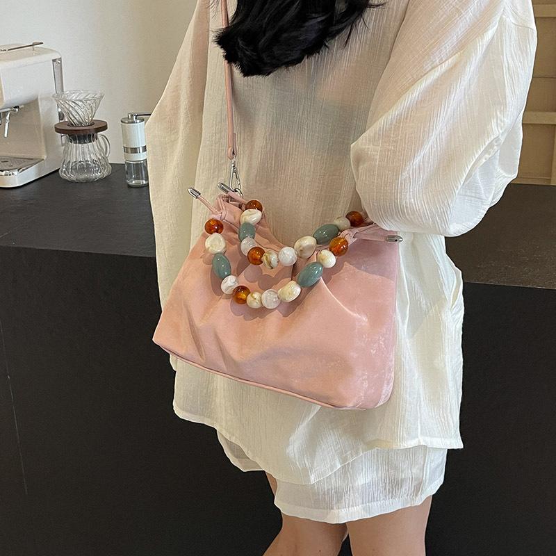 Exquisite Colorful Beaded Crossbody Bag  New Women's Soft PU Magnetic Buckle Closed Underarm Bags Leisure Vacation Handbag