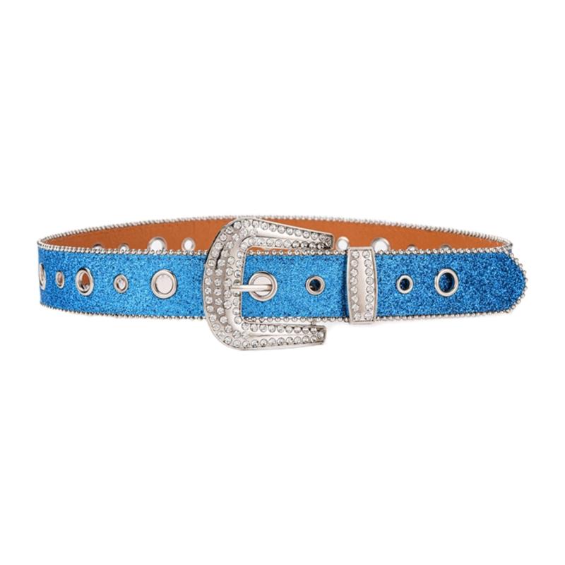 Adjust Pin Buckle Diamond Waist Belt Adult Western Full Sequin Adjustable Belt