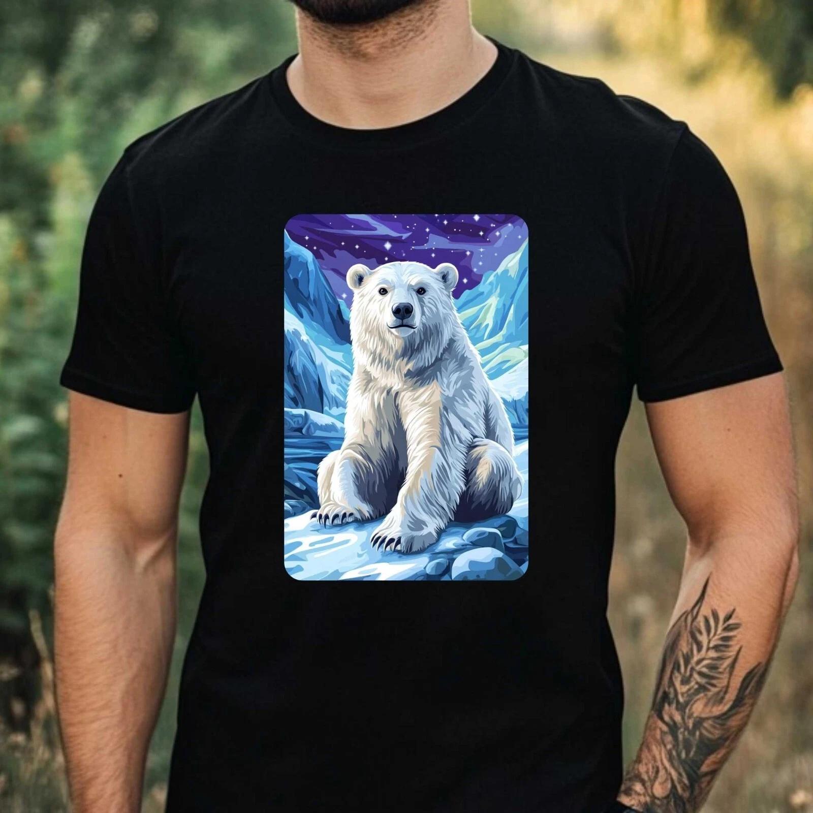 T-Shirt Herren Eisbär im Anime Style Motiv Baumwolle Größe XS bis 5XL XS