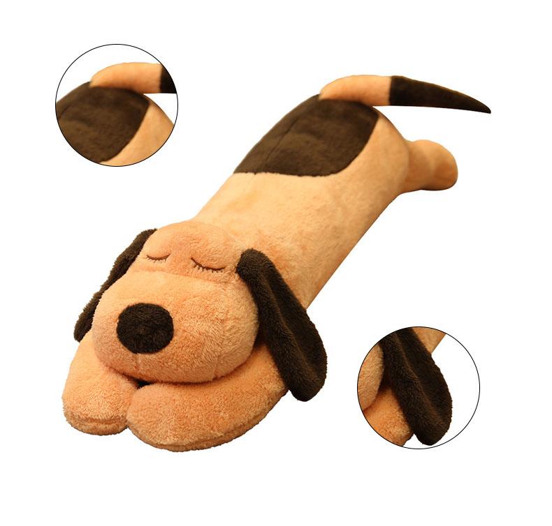 Dog Plush Toy Unisex PP Cotton Comfortable Cotton Wool Cute Long Pillow for Home Brown 60cm/23.6in