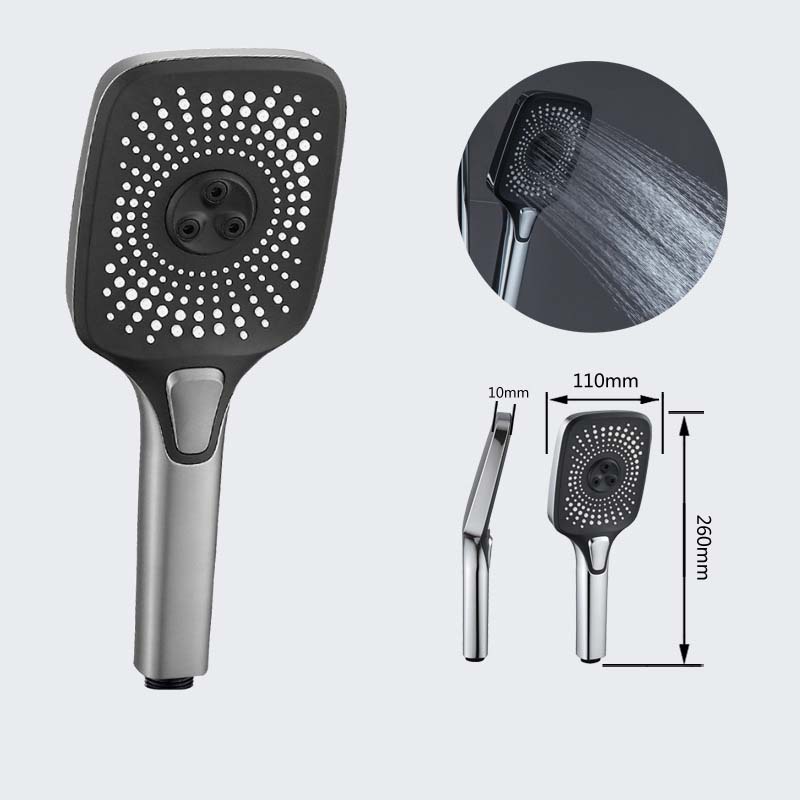 3 Modes Black Shower Head High Pressure Water Saving Rainfall Shower Set One-key Stop Water Gray  Handheld Shower Head