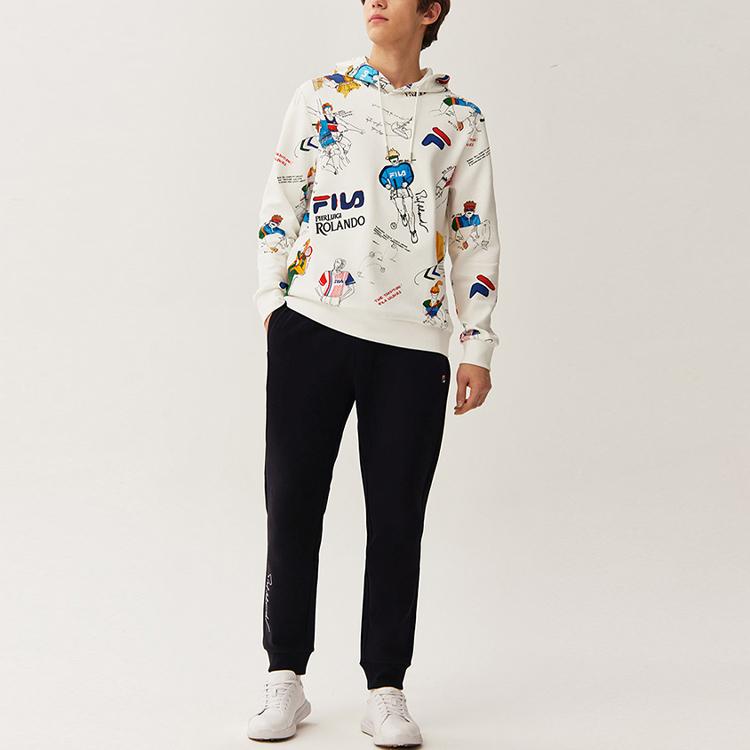 FILA Loose-Fit Printed Knit Hoodie Men Tops White F61M218220FZA