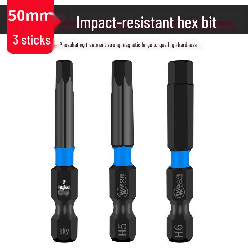 Extended S2 Air Pneumatic Screwdriver Hex Bit Set - Strong Magnetic, Super Hard, Non-slip