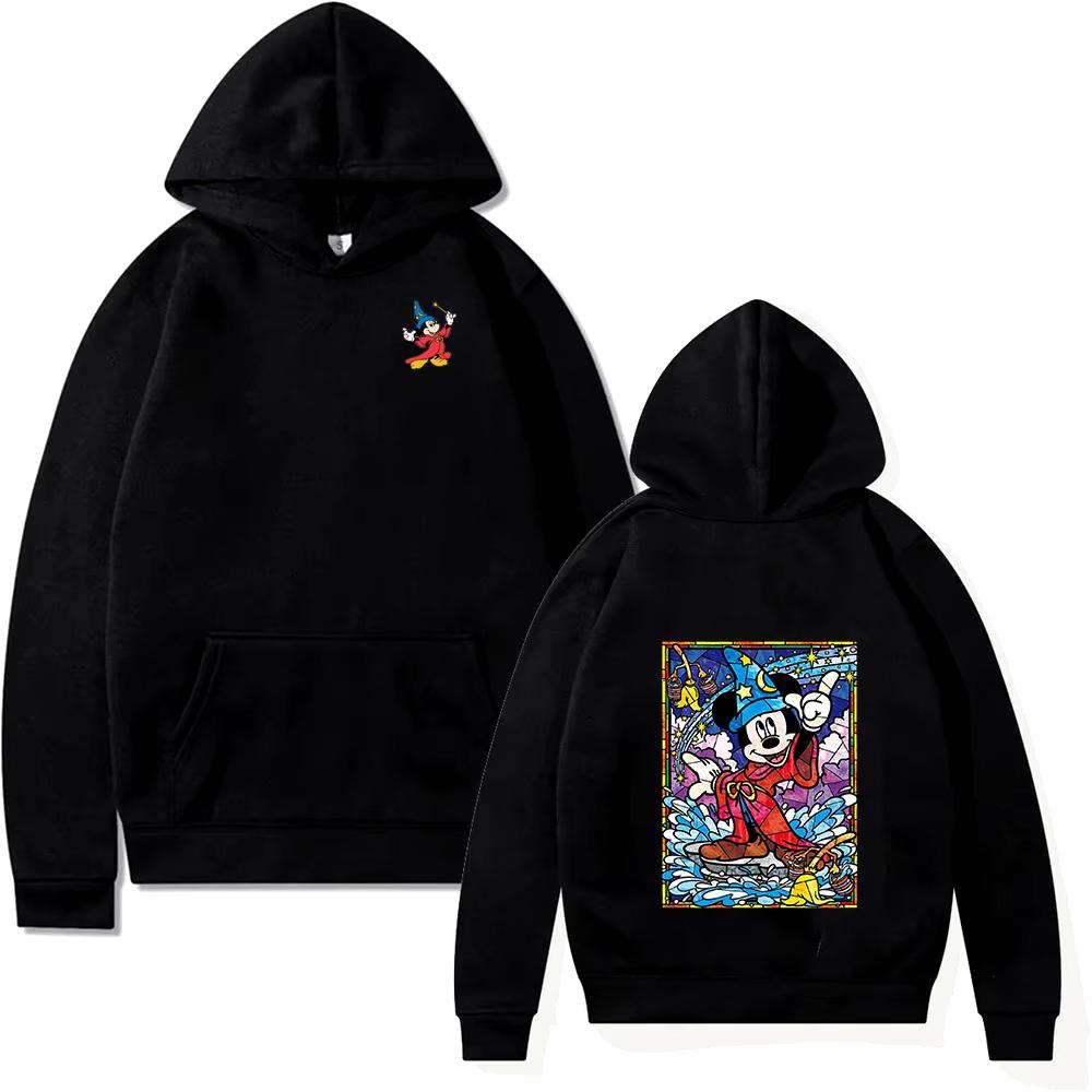 2025 Disney Donald Duck Printed Hoodie New Fashion Men's Women's Black Pullover Sportswear Casual Loose Hooded Pocket