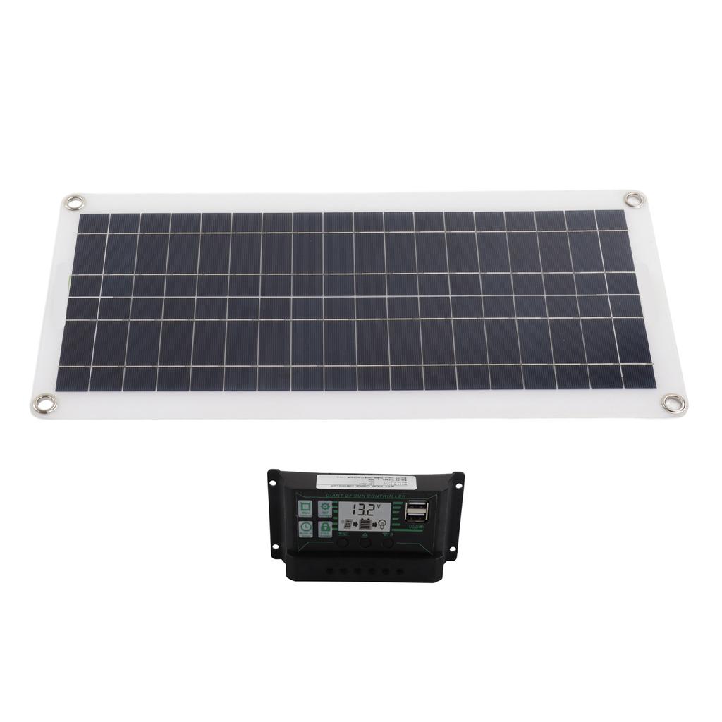 30W Solar Panel 30A Charger Voltage Controller Kit Polycrystalline Silicon for 12V Car RV Boat Marine Trailer