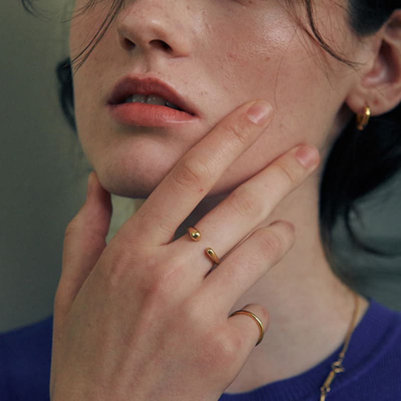 green [925 silver] Five.silver.58 / open ring