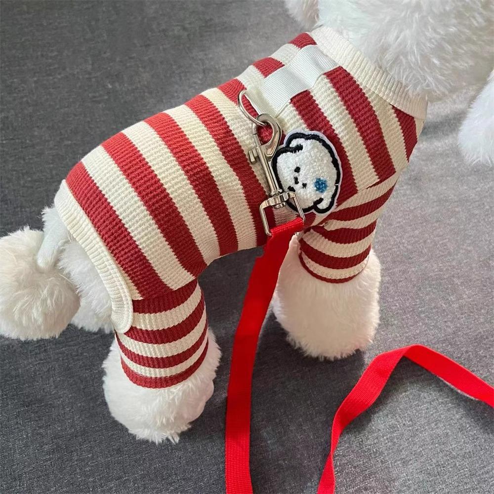Gestreifte Vierbeiner-Hundebekleidung für Frühling & Herbst für kleine Rassen: Leinenkompatibel für Teddy, Bichon, Yorkshire.