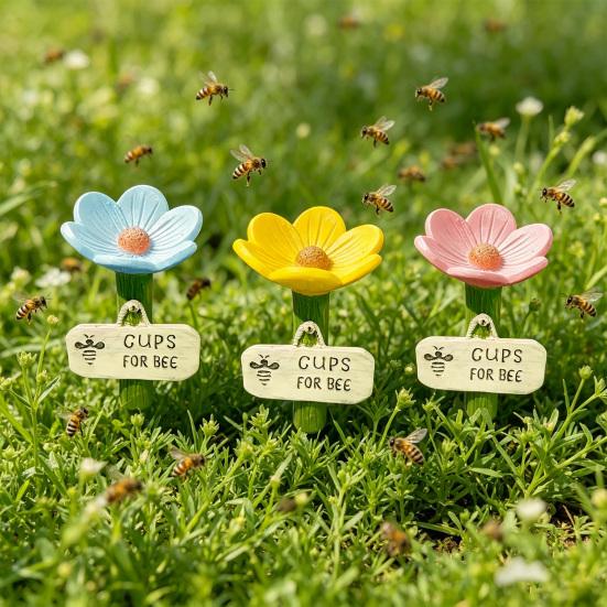 Bienen-Trinkstation Blumenförmiger Einsatz Trinkbecher Schmetterlinge Bienen Wasserspender Outdoor Dekoration Bestäuber-Tränke für Garten Balkon