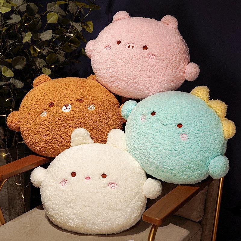 Non-Toxic Kawaii Animal Bear Rabbit Dinosaur Pig Chick Plush Toys Cartoon Stuffed Soft Pillow Back Sofa Cushion