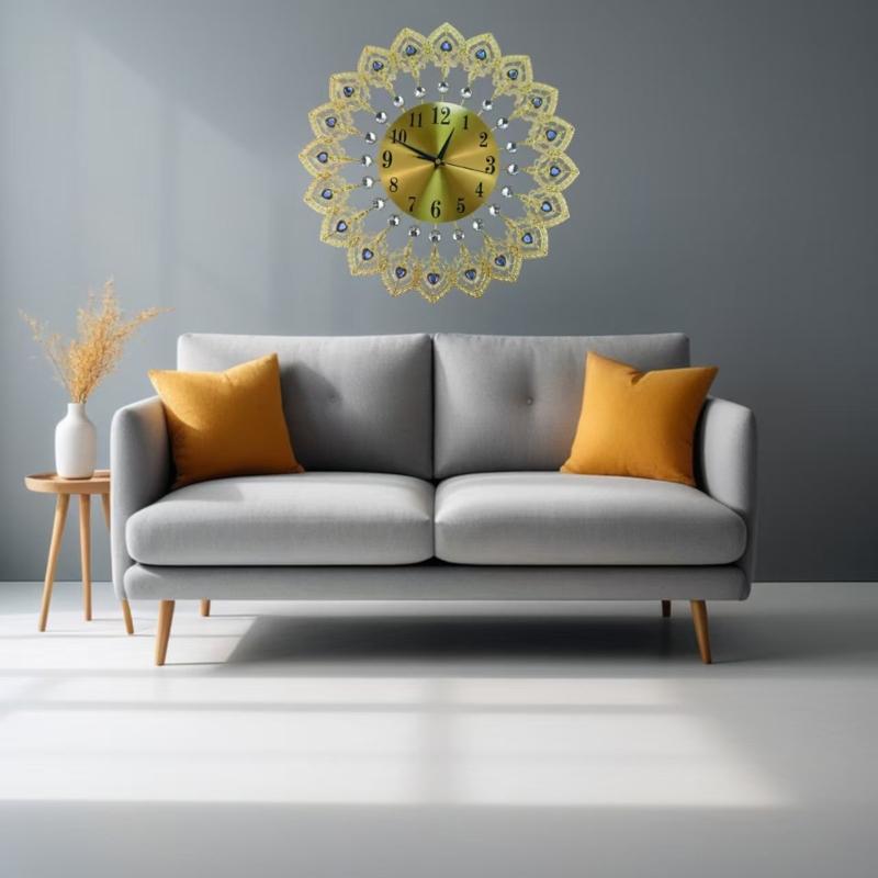 Metal Crystal Heart Large Wall Clock Quiet Mechanism No Ticking Sound European Elegant Decoration for Living Room Gift