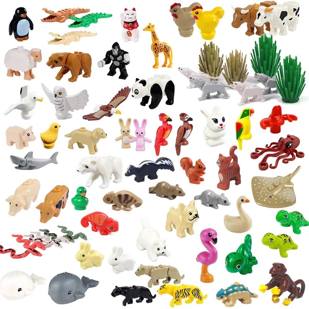 MOC Animal Scene Building Blocks Zoo Ducks Cat Dog Penguin Eagle Dove Wolf Bear Deer Shark Snake Mice Sheep DIY Toys Bricks K055
