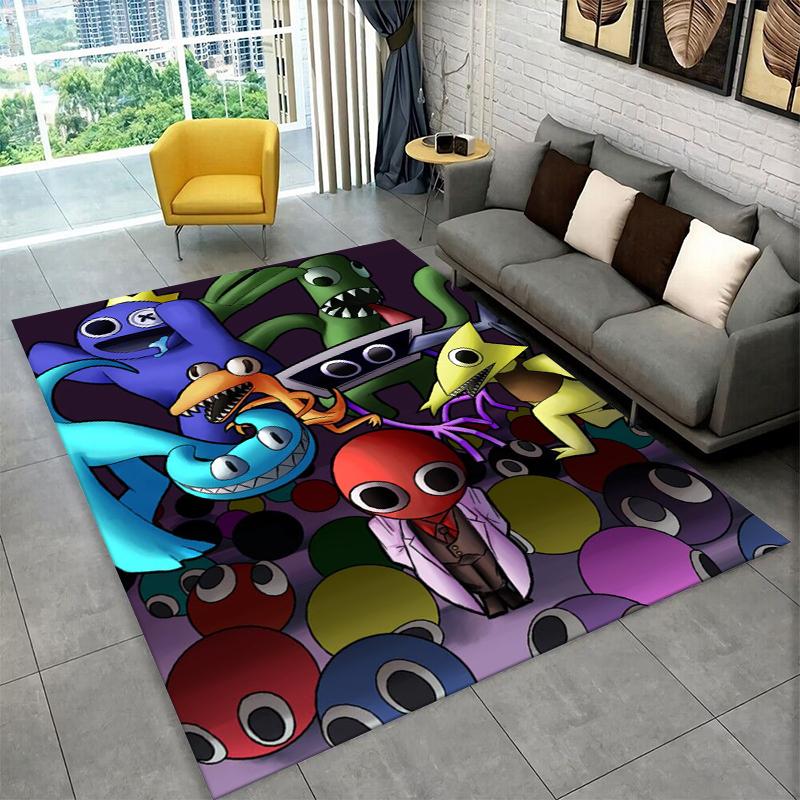 

3D R-Rainbows Friends Cartoon Game Carpet Rug for Bedroom Living Room Sofa Playroom Doormat Home Decor,Kid Area Rug Non-slip 40x60cm
