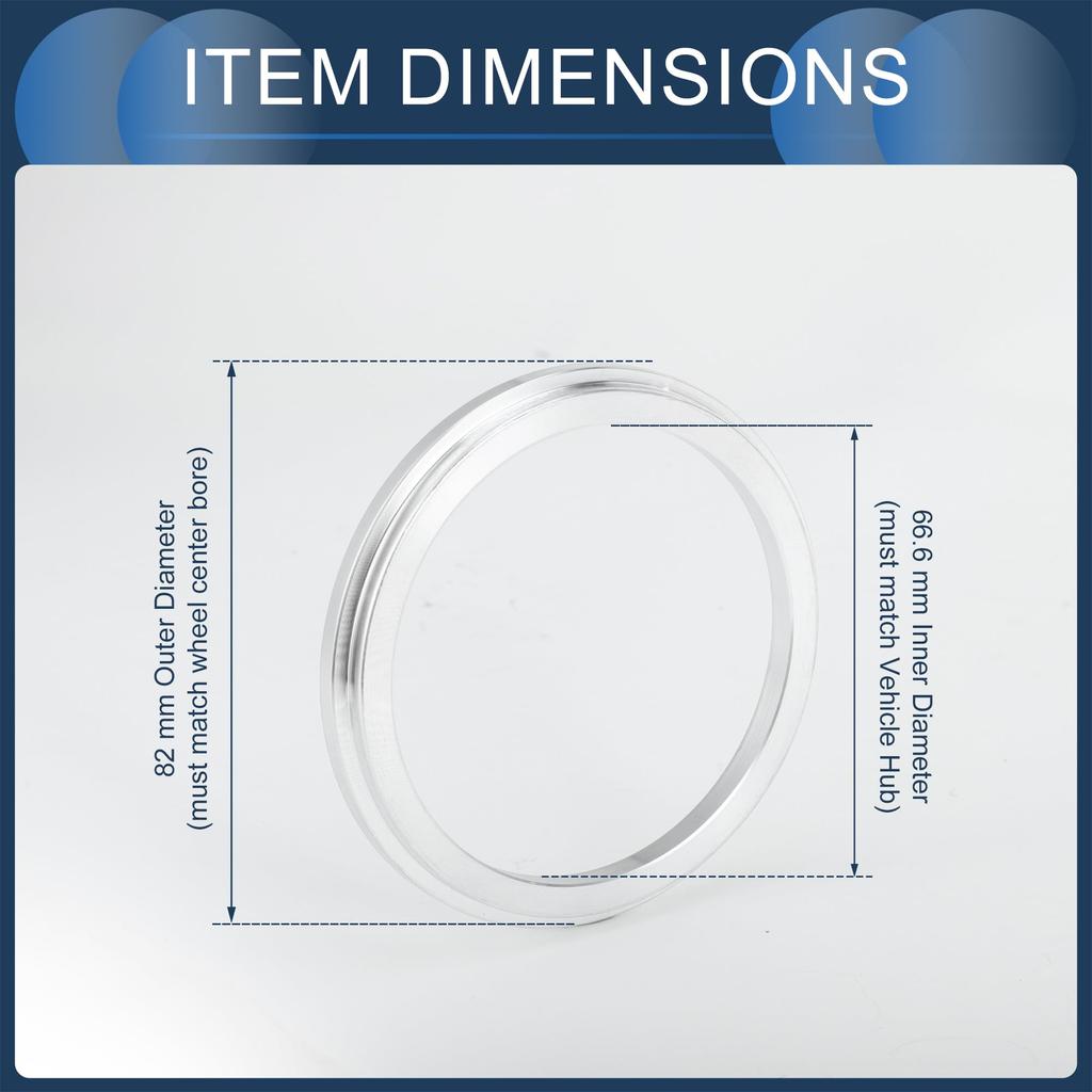 INFINAUTO Hub Centric Rings 66.6mm Inner to 82mm Outside Diameter Vehicle Wheel Hub Rings Aluminum Alloy 4pcs