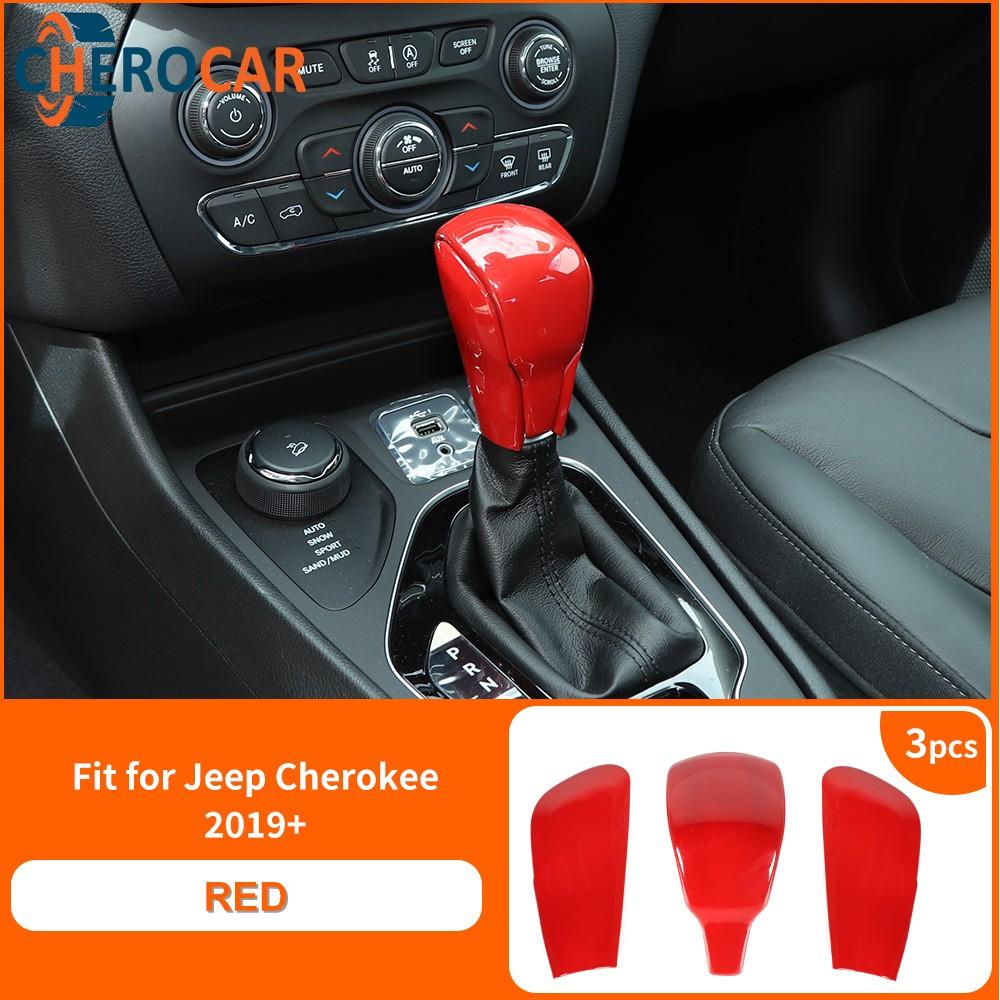 3x Red Center Inner Gear Shift Knob Head Cover for Jeep Cherokee 19+ Accessories