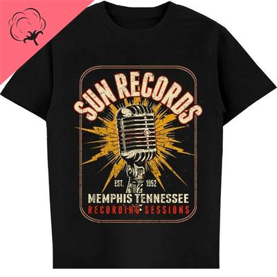 New Omericon Vintage Rockobilly T-shirt Sun Records Memphis 1952 Men Block  Tops