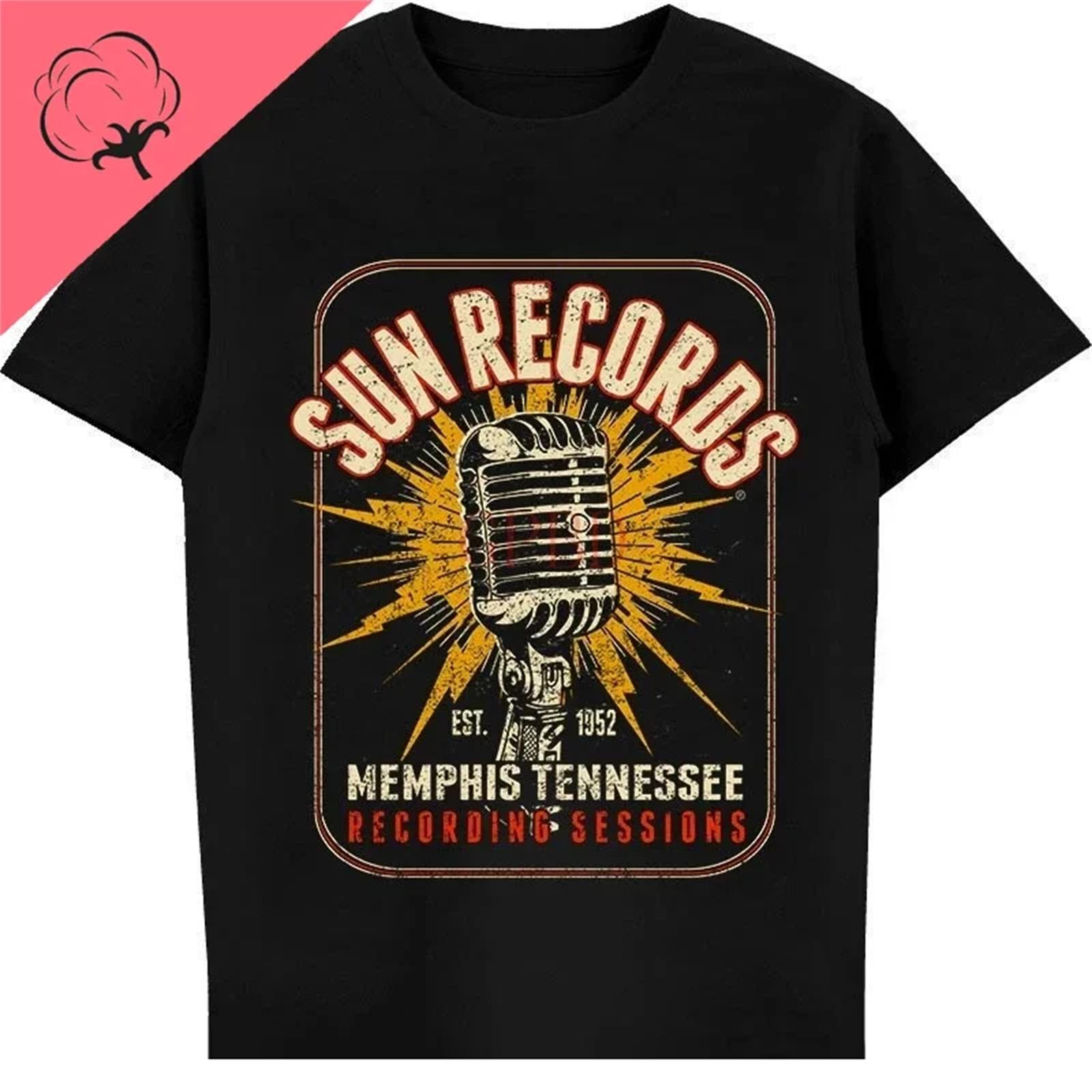 New Omericon Vintage Rockobilly T-shirt Sun Records Memphis 1952 Men Block  Tops S