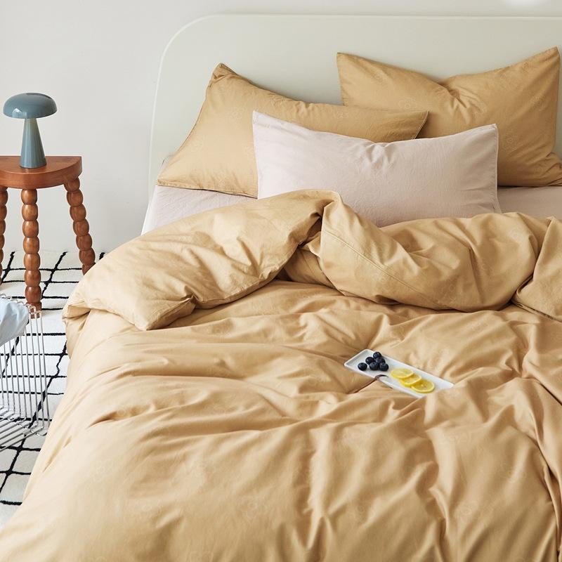 Small fresh ins skin-friendly and comfortable cotton pure cotton twill four-piece set, printing single quilt set, student dormitory three-piece set