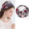 Female Ethnic Hairbands Elastic Embroidery Lace Flower Headband Chiffon Head Wrap Bezel for Women Cross Knotted Hair Accessories